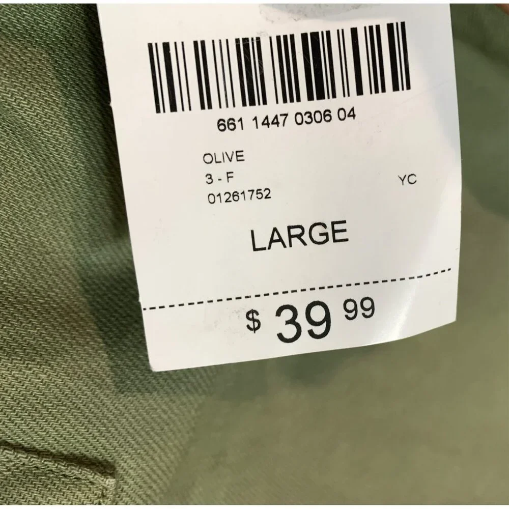 Forever 21 Women's High-Waisted Olive Cargo Pants Large Wide-Leg NWT - Picture 4 of 7